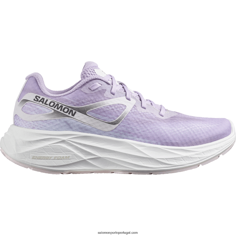 Salomon tênis de corrida feminino - aero glide 04D6V81152 flor de orquídea/berço rosa/branco