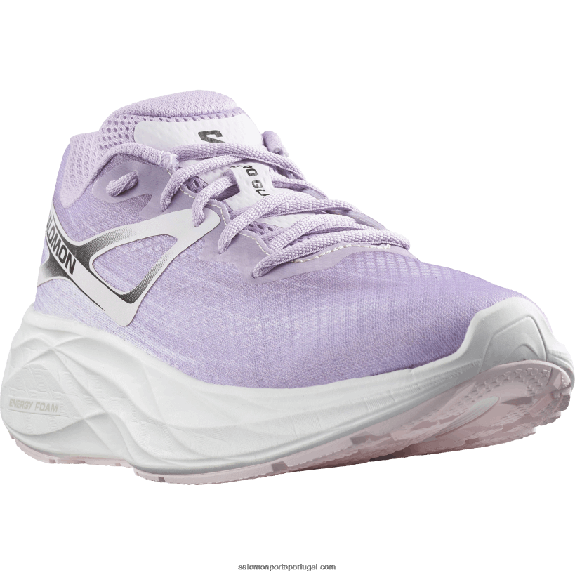 Salomon tênis de corrida feminino - aero glide 04D6V81152 flor de orquídea/berço rosa/branco