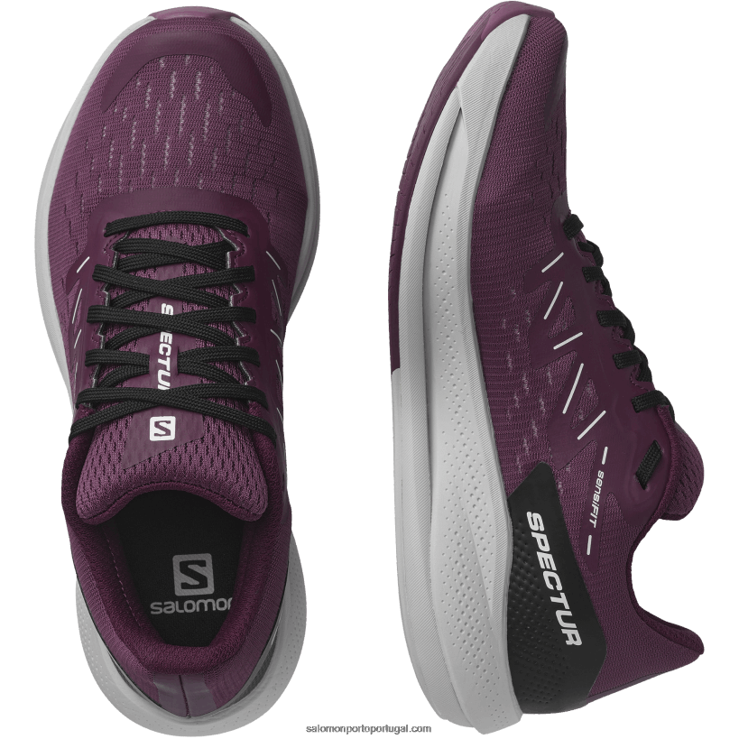 Salomon tênis de corrida feminino - spectur 04D6V8748 tulipwood/pedra lunar/vinho de uva