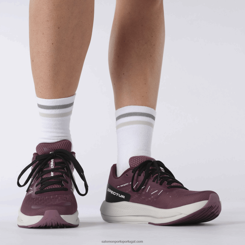 Salomon tênis de corrida feminino - spectur 04D6V8748 tulipwood/pedra lunar/vinho de uva