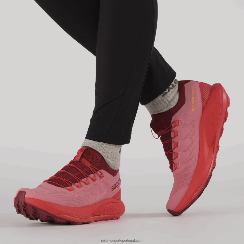 Salomon tênis de corrida feminino - pulsar trail pro 04D6V81533 rosa chá/biking red/laranja brilhante