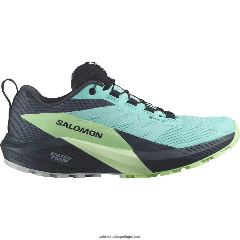 Salomon tênis de corrida feminino - sense ride 5 gore-tex 04D6V81528 brilho azul/cinza verde/tinta da índia