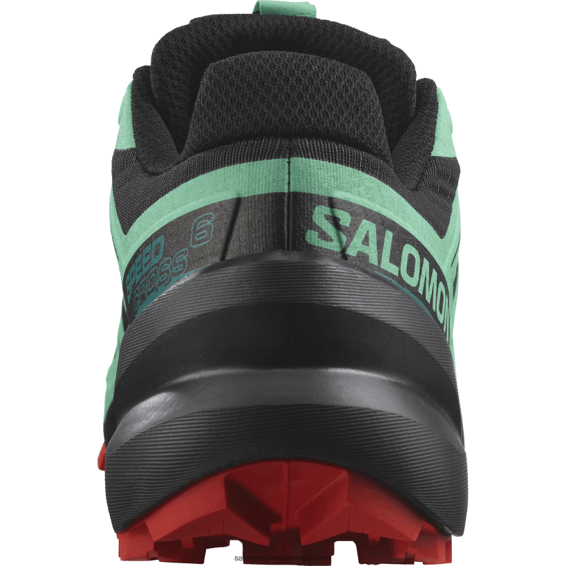 Salomon tênis de corrida feminino - speedcross 6 04D6V81503 preto/verde biscaia/vermelho ardente
