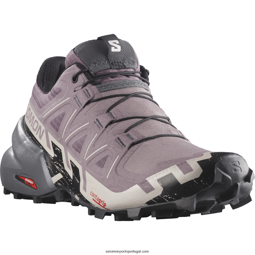 Salomon tênis de corrida feminino - speedcross 6 04D6V81504 paisagem lunar/preto/cinzas de rosas