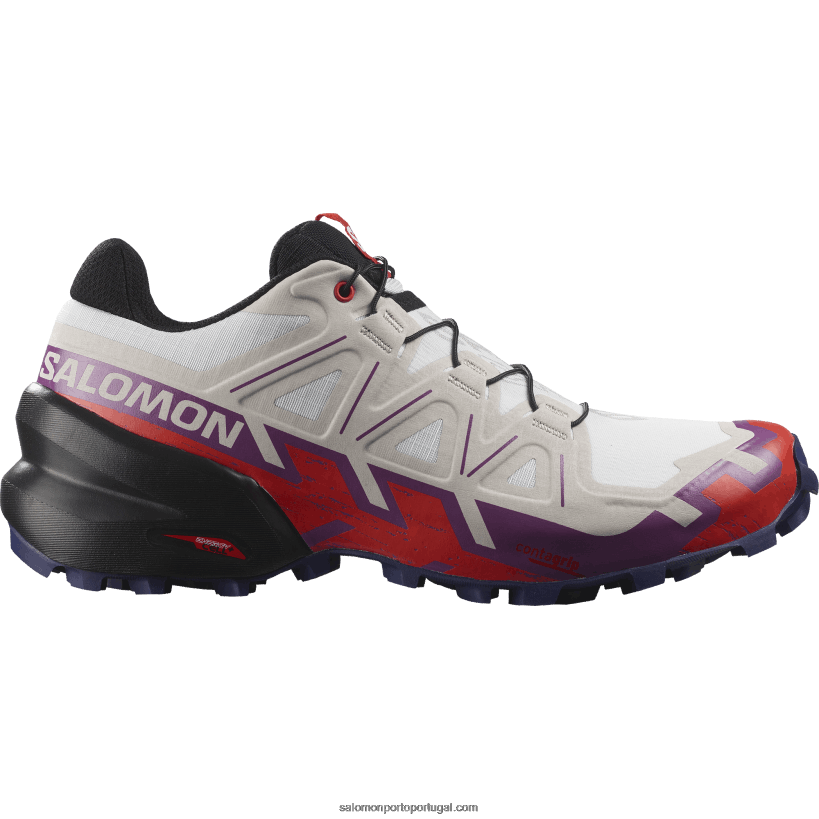 Salomon tênis de corrida feminino - speedcross 6 04D6V81506 branco/espumante uva/vermelho ardente