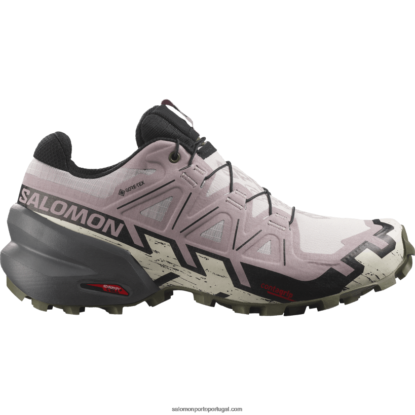 Salomon tênis de corrida feminino - speedcross 6 gore-tex 04D6V81515 cinzas de rosas/preto/noite verde-oliva