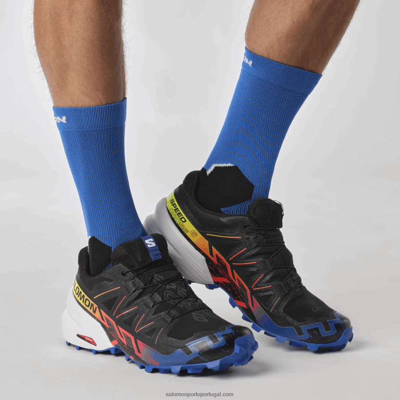 Salomon tênis de corrida feminino - speedcross 6 gore-tex blue fire 04D6V81509 preto/navegar na web/amarelo de segurança