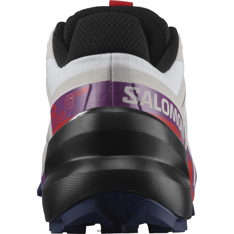 Salomon tênis de corrida feminino - speedcross 6 wide 04D6V81523 branco/espumante uva/vermelho ardente