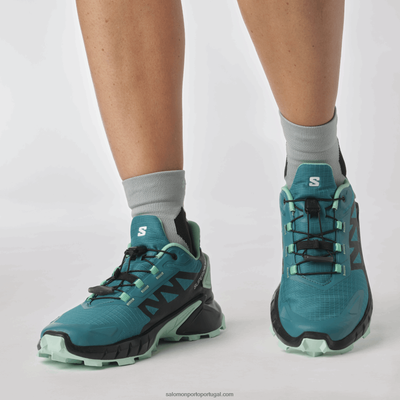 Salomon tênis de corrida feminino - supercross 4 04D6V81544 porto azul/preto/yucca