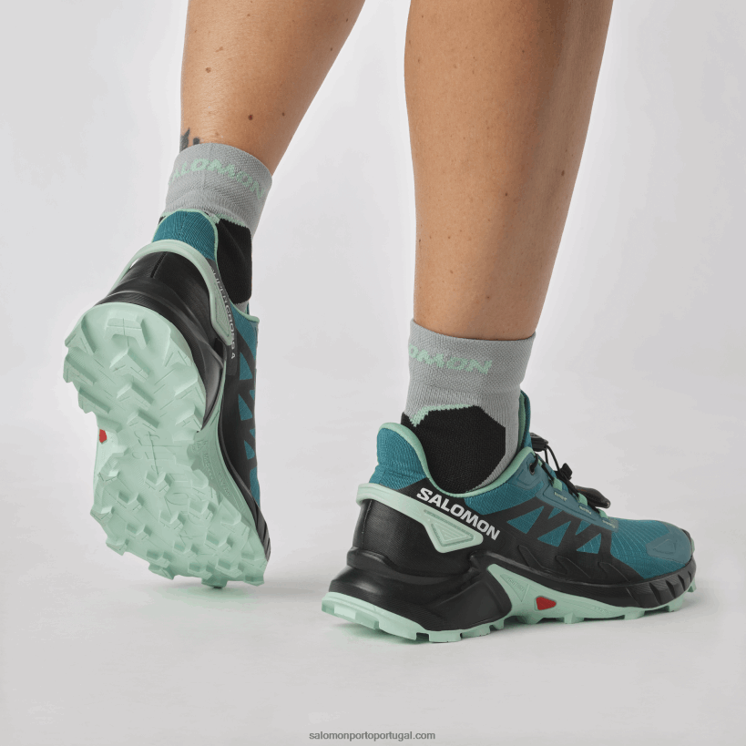 Salomon tênis de corrida feminino - supercross 4 04D6V81544 porto azul/preto/yucca