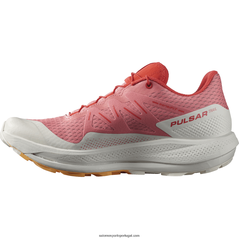 Salomon tênis de corrida feminino - trilha pulsar 04D6V81511 rosa chá/nuvem nimbus/laranja brilhante