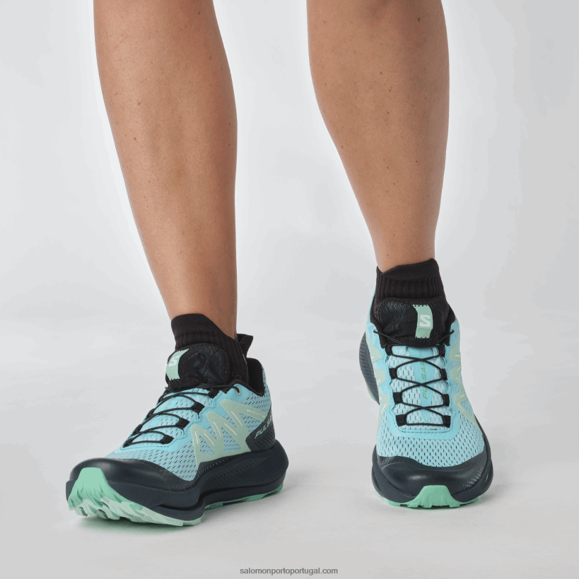 Salomon tênis de corrida feminino - trilha pulsar 04D6V81513 brilho azul/carbono/yucca