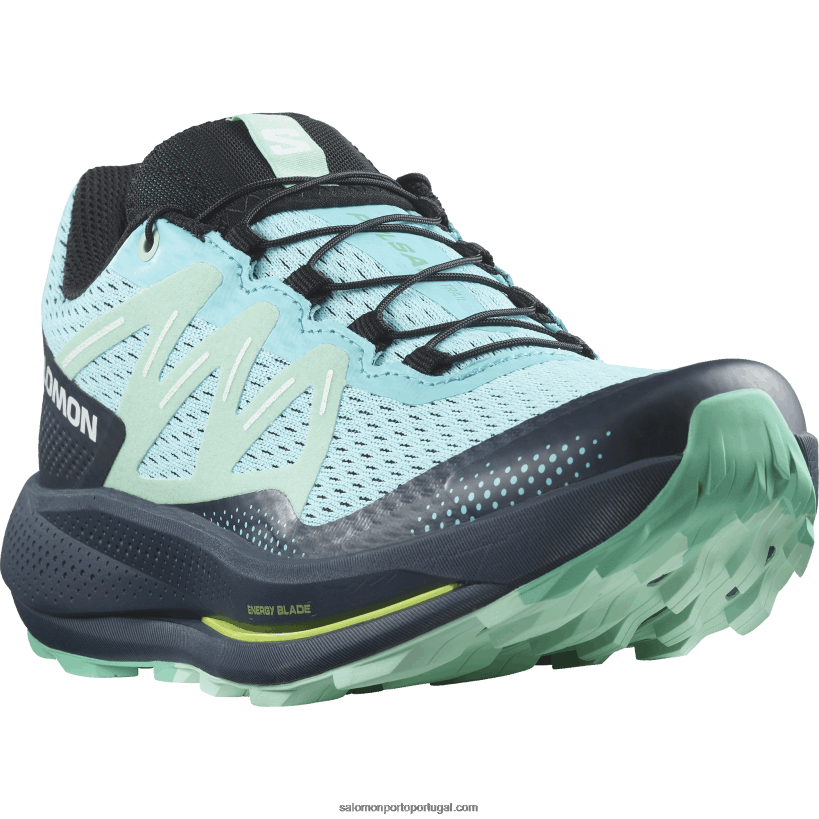 Salomon tênis de corrida feminino - trilha pulsar 04D6V81513 brilho azul/carbono/yucca