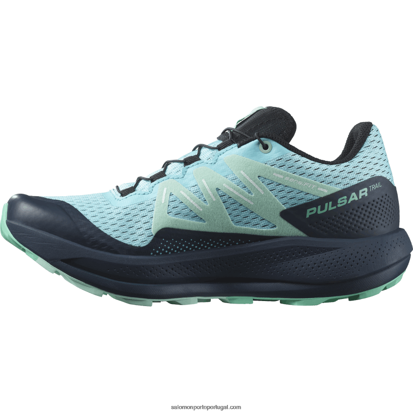 Salomon tênis de corrida feminino - trilha pulsar 04D6V81513 brilho azul/carbono/yucca