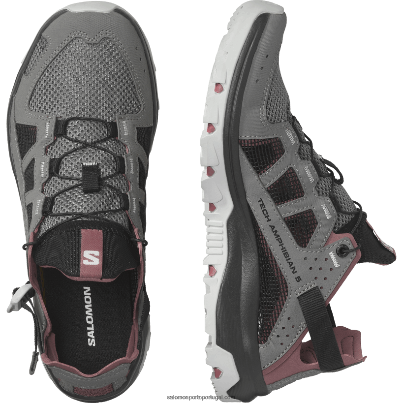 Salomon sapatos aquáticos femininos - techamphibian 5 04D6V8788 estanho/preto/gengibre selvagem