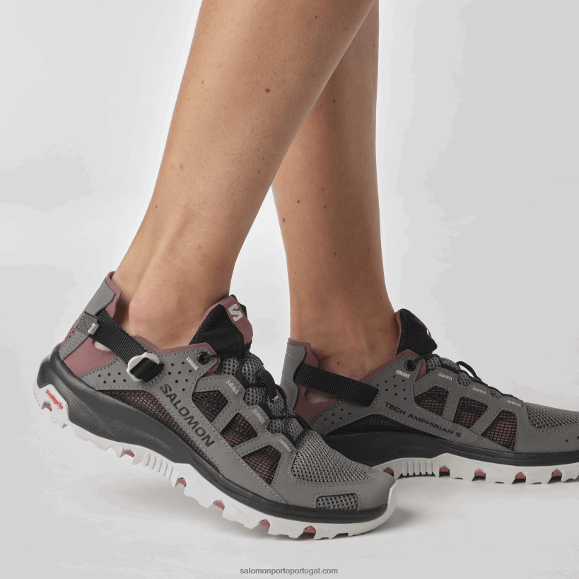 Salomon sapatos aquáticos femininos - techamphibian 5 04D6V8788 estanho/preto/gengibre selvagem