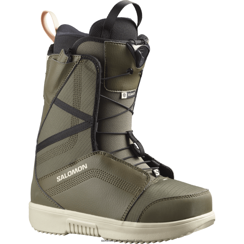 Salomon botas de snowboard femininas - escarlate 04D6V81421 verde militar-x/dia chuvoso/preto