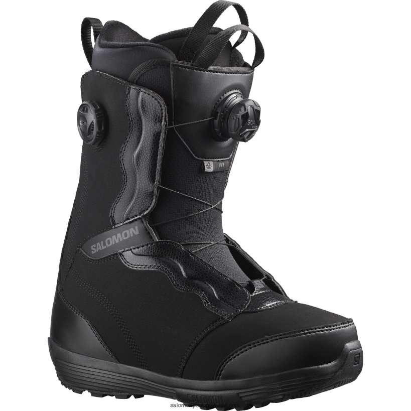 Salomon botas de snowboard femininas - ivy boa sj boa 04D6V81312 preto/cinza castlerock