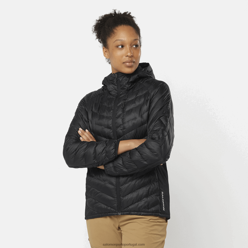 Salomon jaqueta com capuz feminina - contorno primaloft 04D6V8835 preto profundo