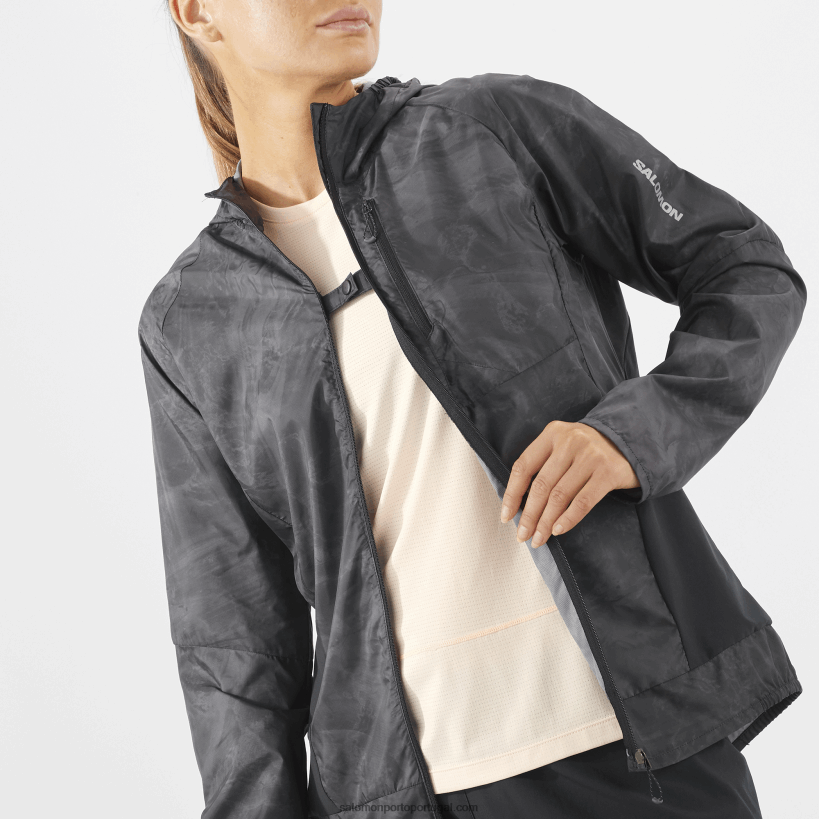 Salomon jaqueta corta-vento feminina - bonatti cross wind 04D6V8854 periscópio/ao/preto profundo