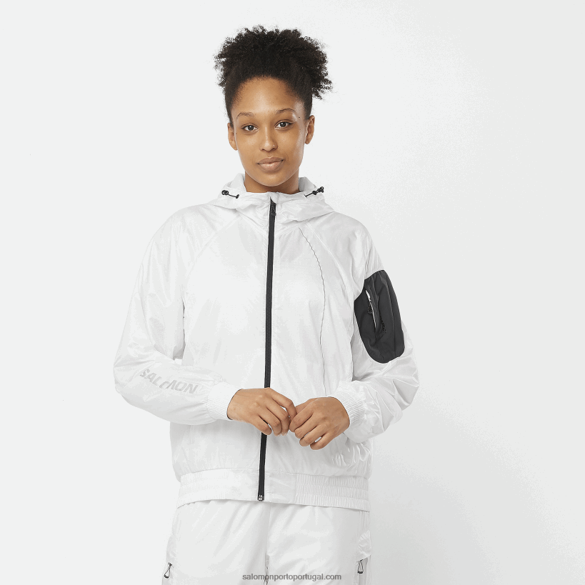 Salomon jaqueta corta-vento feminina - equipe 04D6V8833 branco/preto profundo