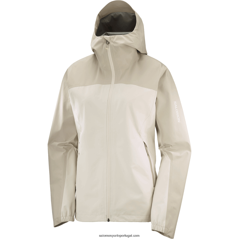 Salomon jaqueta shell feminina - contorno gore-tex 2,5l 04D6V8846 dia chuvoso/praça taupe