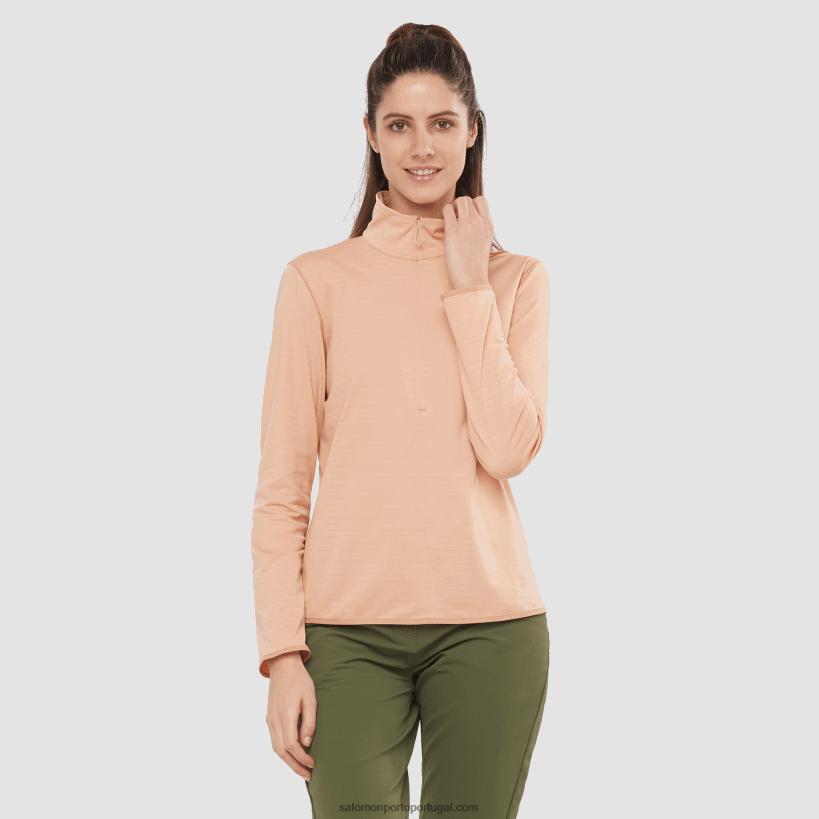 Salomon Jaqueta intermediária feminina com meio zíper - Essential Lightwarm 04D6V8872 siroco