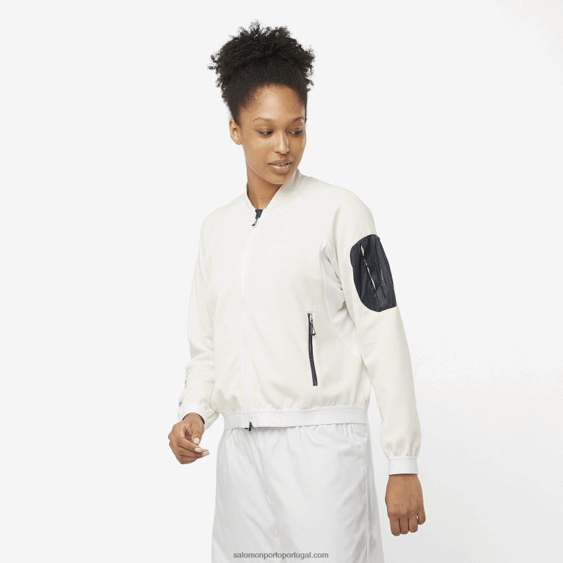 Salomon jaqueta feminina midlayer com zíper completo - equipe 04D6V8859 branco/preto profundo