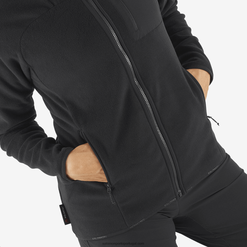 Salomon moletom com capuz de camada intermediária feminina - contorno polartec 04D6V8861 preto profundo