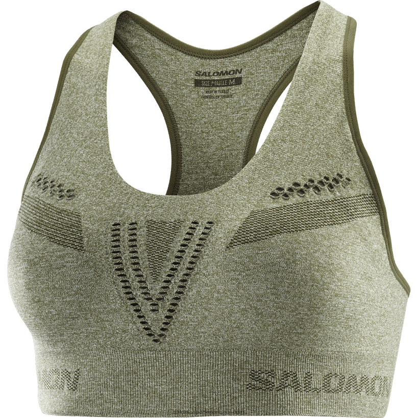 Salomon sutiã esportivo feminino - movimento essencial sem costura 04D6V8938 folha de uva/urze