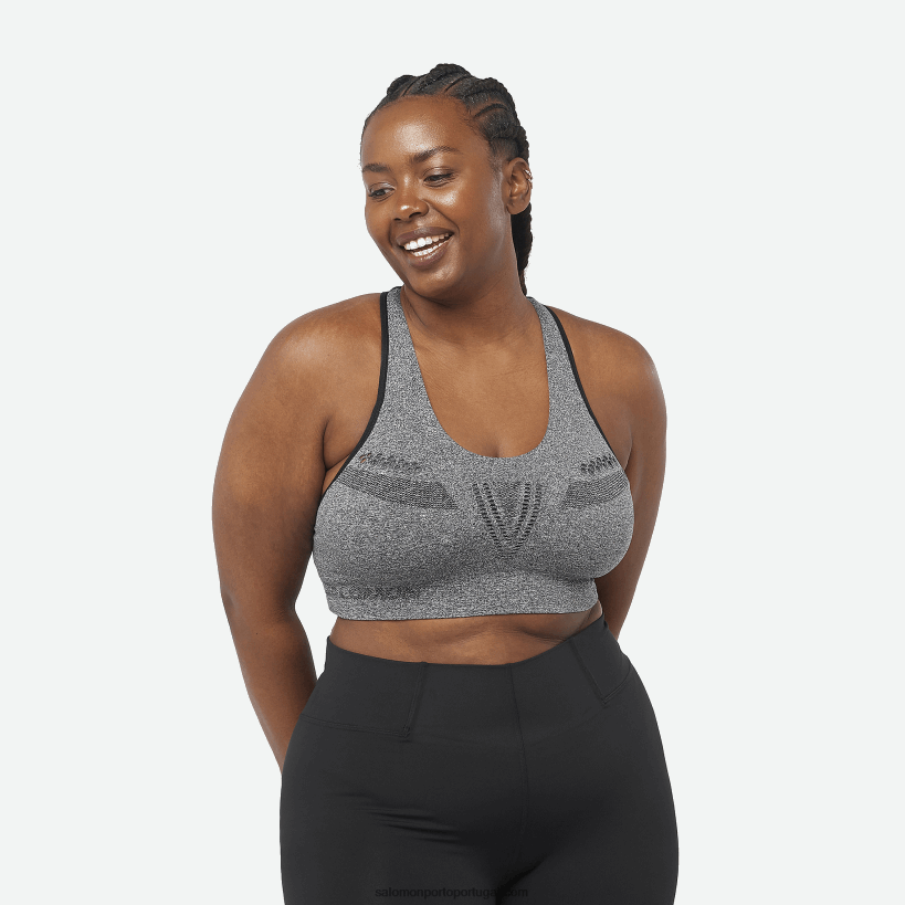 Salomon sutiã esportivo feminino - movimento essencial sem costura 04D6V8939 preto profundo/urze/prata reflexivo