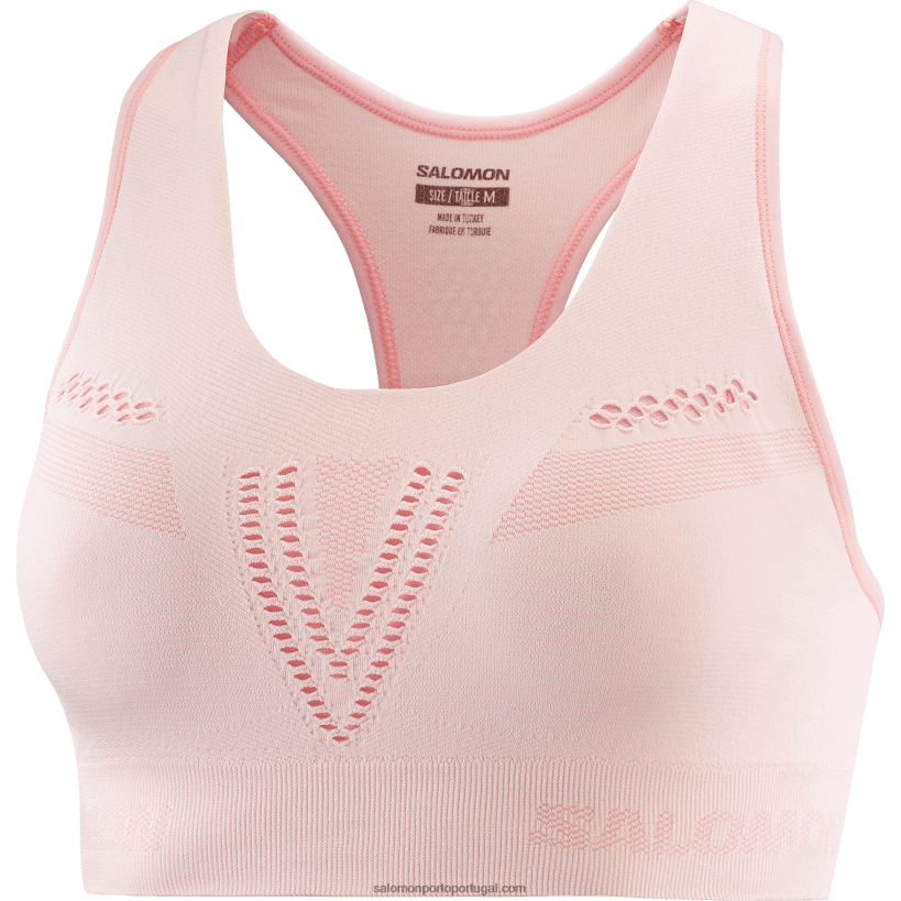 Salomon sutiã esportivo feminino - movimento essencial sem costura 04D6V8940 berço rosa/urze