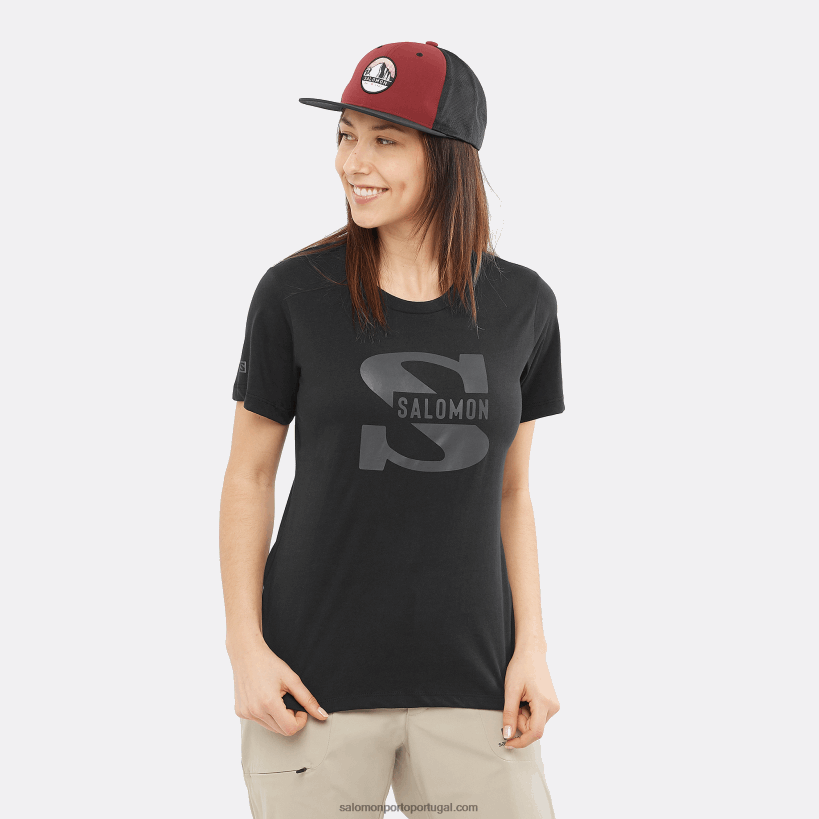 Salomon camiseta manga curta feminina - outlife big logo 04D6V8903 preto