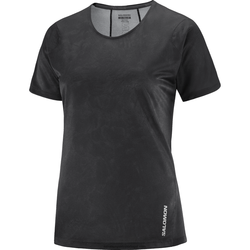 Salomon t-shirt de manga curta de mulher - sense aero 04D6V8928 periscópio/preto profundo