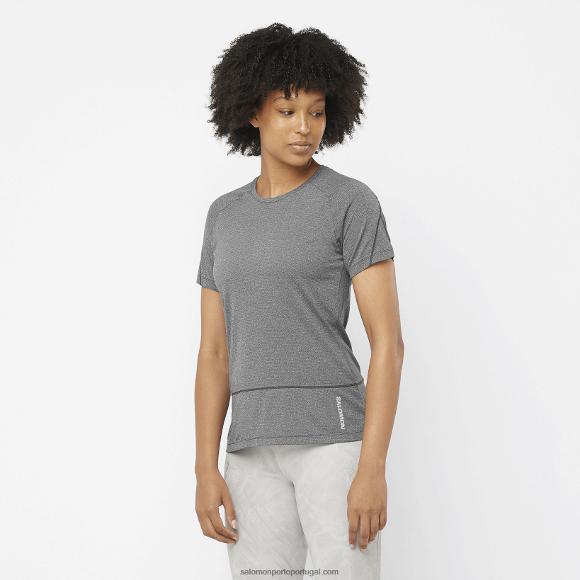 Salomon t-shirt de manga curta para mulher - cross run 04D6V8879 preto profundo/urze