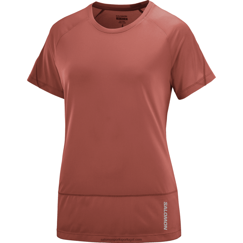 Salomon t-shirt de manga curta para mulher - cross run 04D6V8881 molho picante