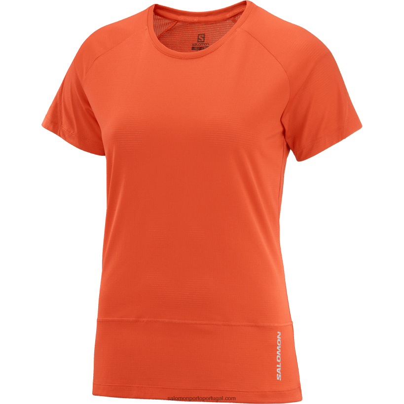 Salomon t-shirt de manga curta para mulher - cross run 04D6V8887 vermelho flamejante