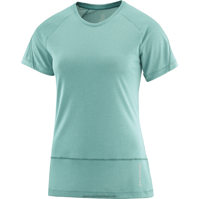 Salomon t-shirt de manga curta para mulher - cross run 04D6V8888 pacífico/urze