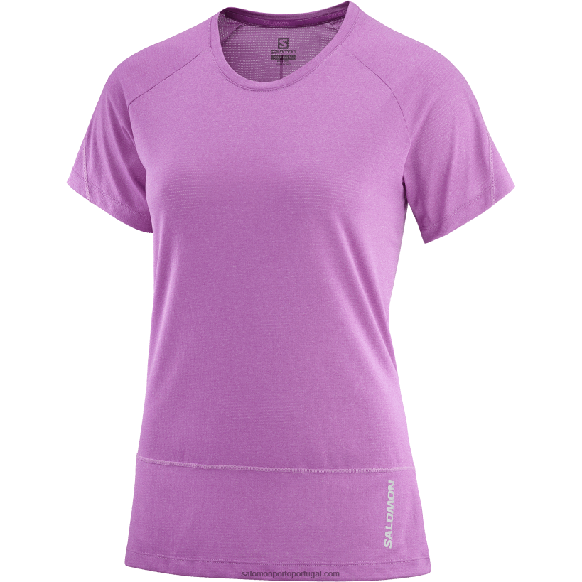 Salomon t-shirt de manga curta para mulher - cross run 04D6V8890 uva espumante/urze