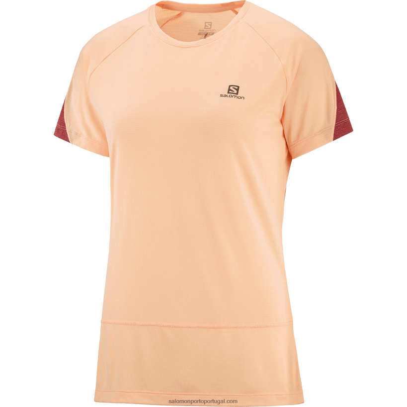 Salomon t-shirt de manga curta para mulher - cross run 04D6V8891 gelo de damasco/urze/cabernet