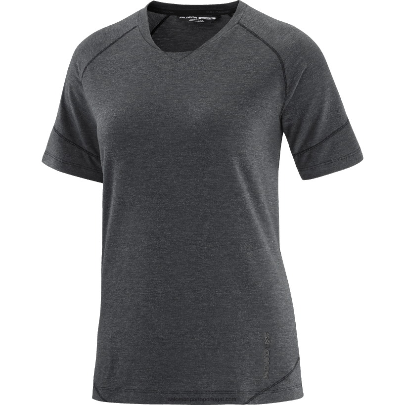 Salomon t-shirt de manga curta para mulher - runlife 04D6V8913 preto profundo/urze