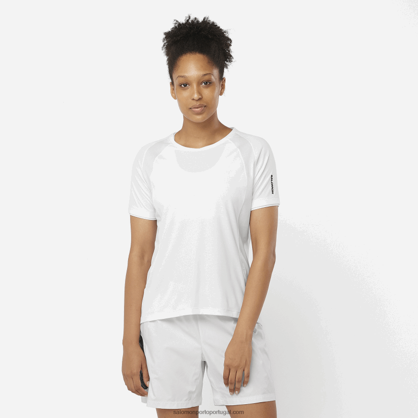 Salomon t-shirt feminina de manga curta - equipe 04D6V8922 branco