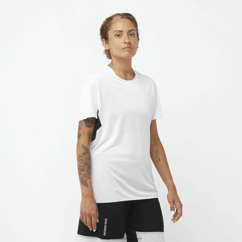 Salomon t-shirt feminina de manga curta - shortney 04D6V8911 branco/preto profundo